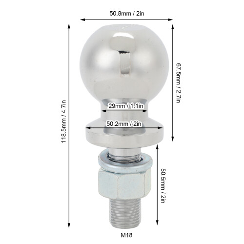 Boule d'attelage de 2 pouces, 3 500 lb, polie 1