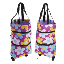 Collapsible Trolley Bags Folding Canvas Grocery Bag with Wheel for Elderly Type1