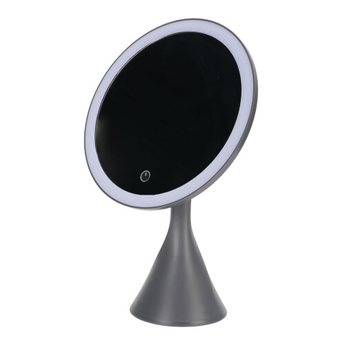 23cm Cordless LED Makeup Mirror, 3 Color Temperatures, Stepless Dimming, Gray