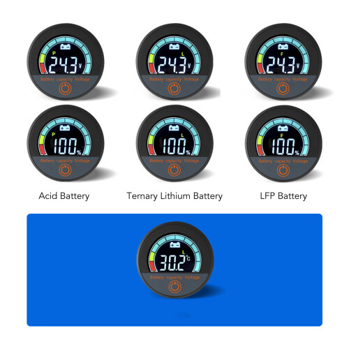 Voltmètre de capacité DC 8-100 V, écran LCD couleur, compact. 2