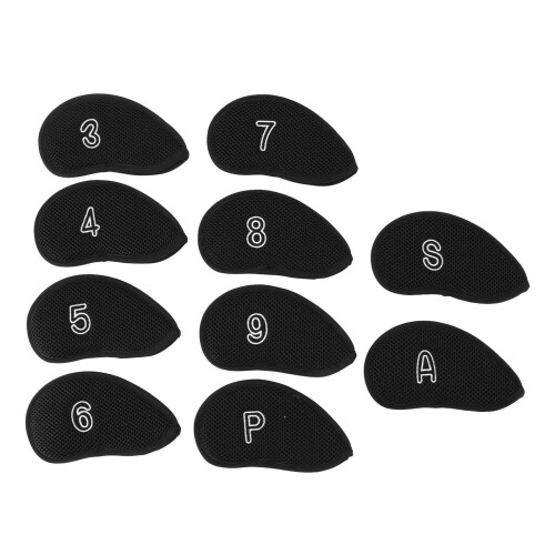 Set di 10 copri ferri da golf in nylon nero a rete 1