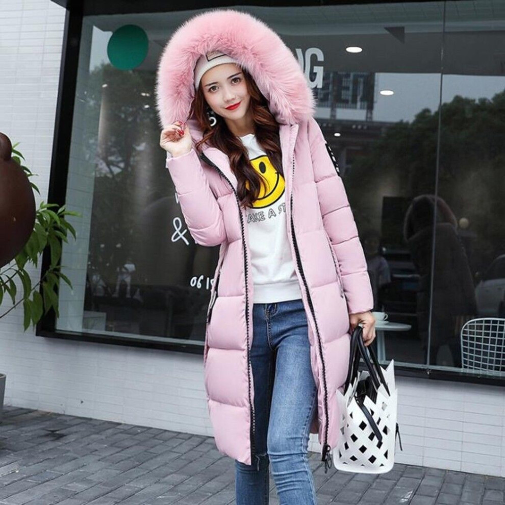 (Pink,3XL)Manteau femme hiver slim veste à capuche parka chaud long rembourré veste outwear