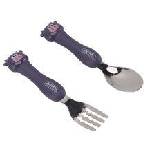 Portable Stainless Steel Baby Utensil Set with Animal Design for Kids Feeding