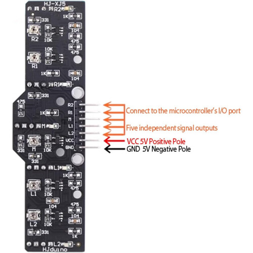 5-Way Digital Tracking Sensor Module For Robot Line Tracking, 5-Sensor Array, Pathfinding, Precise Robot Tracking 2