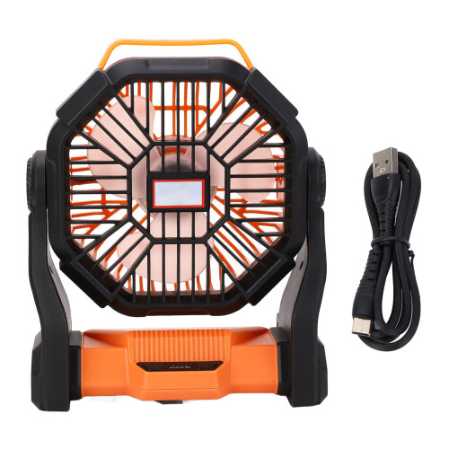 Ventilador compacto LED para camping 8000 mAh linterna naranja 1