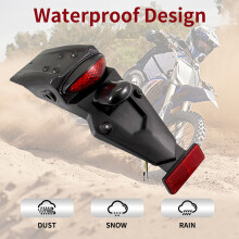 Motorradkotflügel Heckleuchte 12V Rückleuchte LED Brems- und Stoppsignal Kennzeichenbeleuchtung für Off-Road-Motorrad Dirt Bike