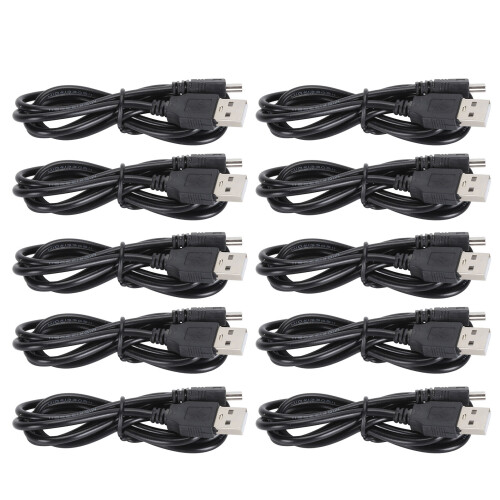 10 pezzi di cavi di ricarica per controller PS3 da 3,3 piedi, nero, USB 2