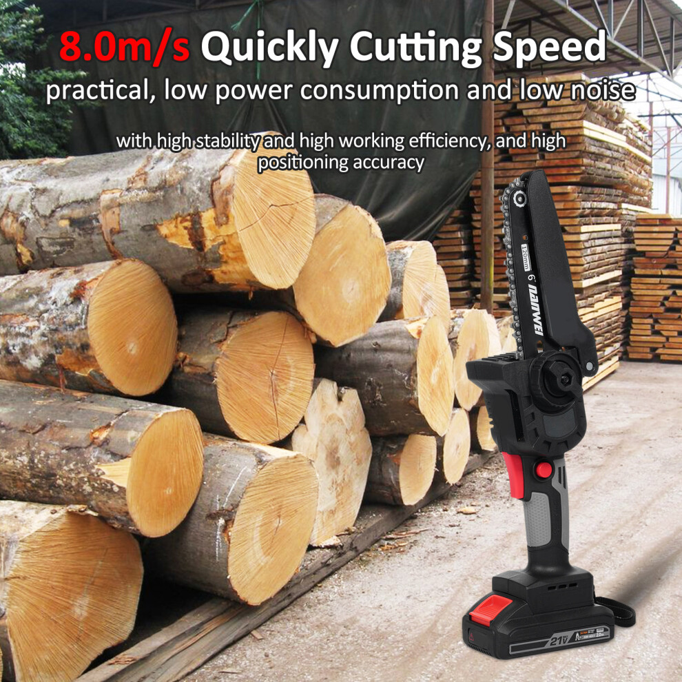6-Inch Cordless Mini Chainsaw 21V 2000mAh Battery, Portable Handheld for Wood & Limb Trimming