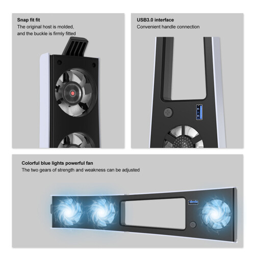 PS5 Slim Kühllüfter 5500 U/min, 2-Stufen, blaue LED 2