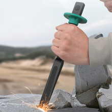 10 Zoll Flachmeißel aus CRV-Stahl mit Handschutz.
