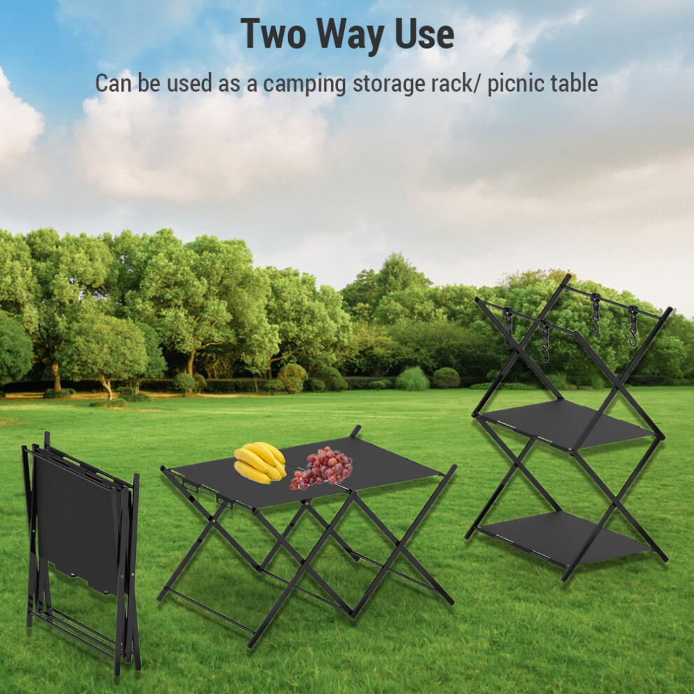 Outdoor Aluminum 2-Tier Folding Storage Rack & Picnic Table, 80cm-image-OPC-PJDRDSJ-NEW