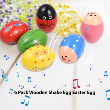 Pack de 6 huevos shaker de madera 6.8x5 cm 37 g Color como en la foto