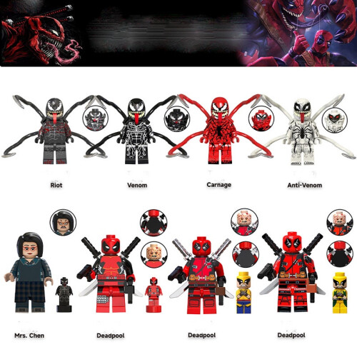 (Deadpool C)Bausteine Spielzeug Venom Deadpool Mini Figur Tasche Geschenk Kinder 2
