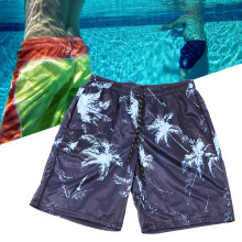 Men Strandhosen Atmungsaktiv Schnelltrocknend Bequem Locker 3D-Print Boardshorts für Pool Surfen Blau L
