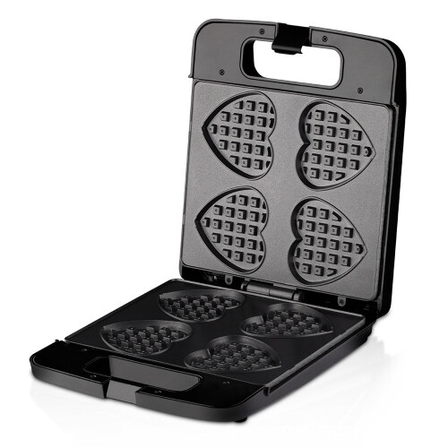 Heart Shaped Waffle Maker, 1400W, Stainless Steel, Compact Black