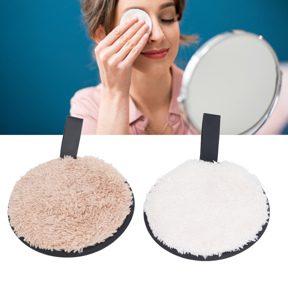 White 2Pcs Reusable Plant Fiber Makeup Remover Pads, & Khaki