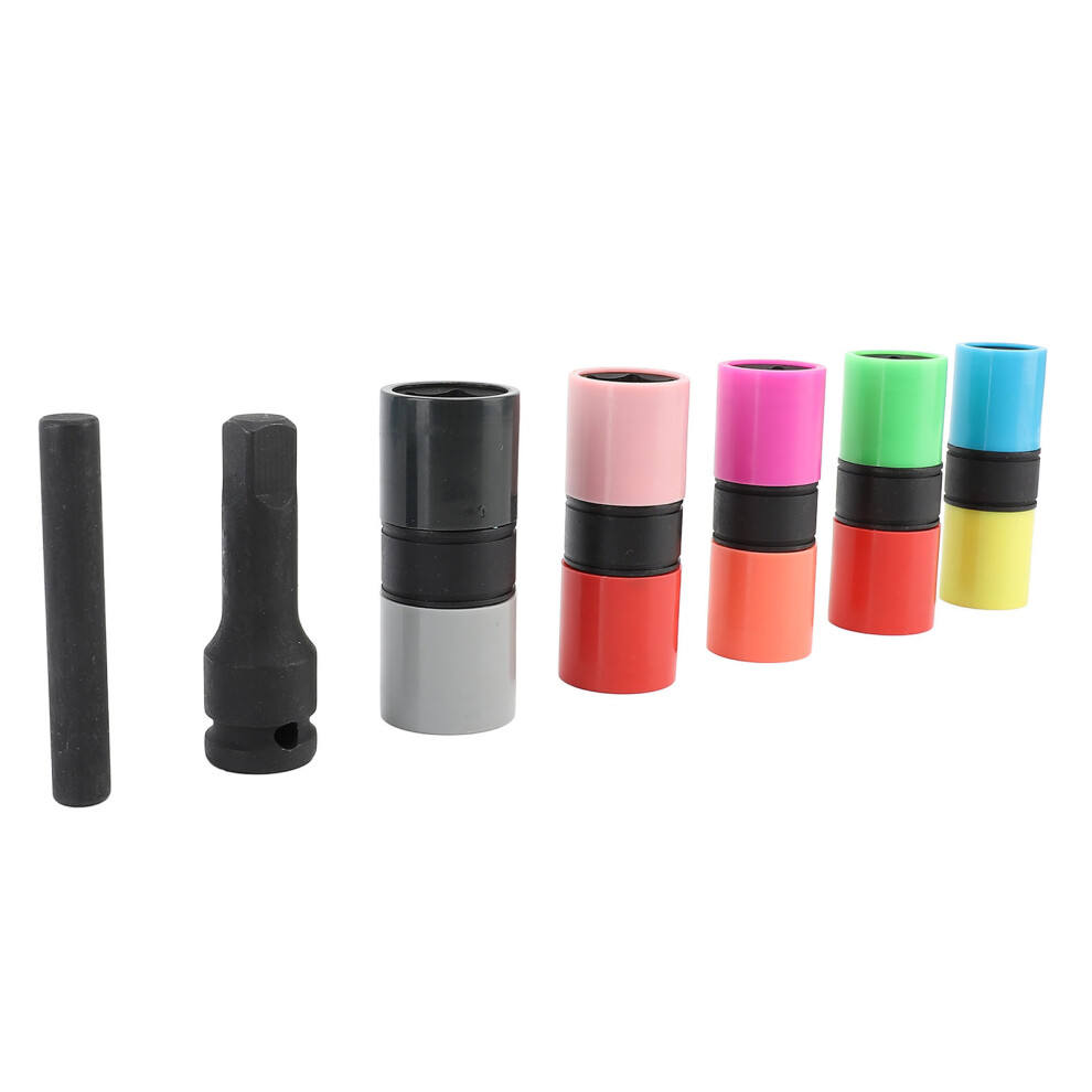 Crmo Steel 7Pcs Impact Socket Set Colorful Double Sided 6 Point With Sleeve 4651335341304