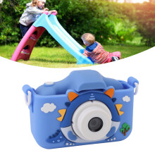 Fotocamera per bambini Dinosauro in stile cartone animato 400mAh Blu 9x5x6.5cm