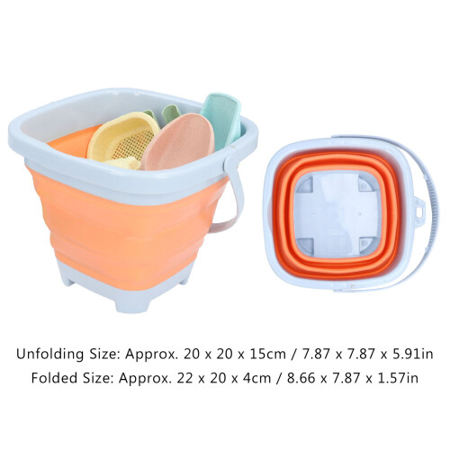 Orangener zusammenklappbarer Sand-Eimer 202015 cm Set 1