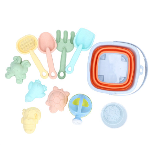 Orangener zusammenklappbarer Sand-Eimer 202015 cm Set 2