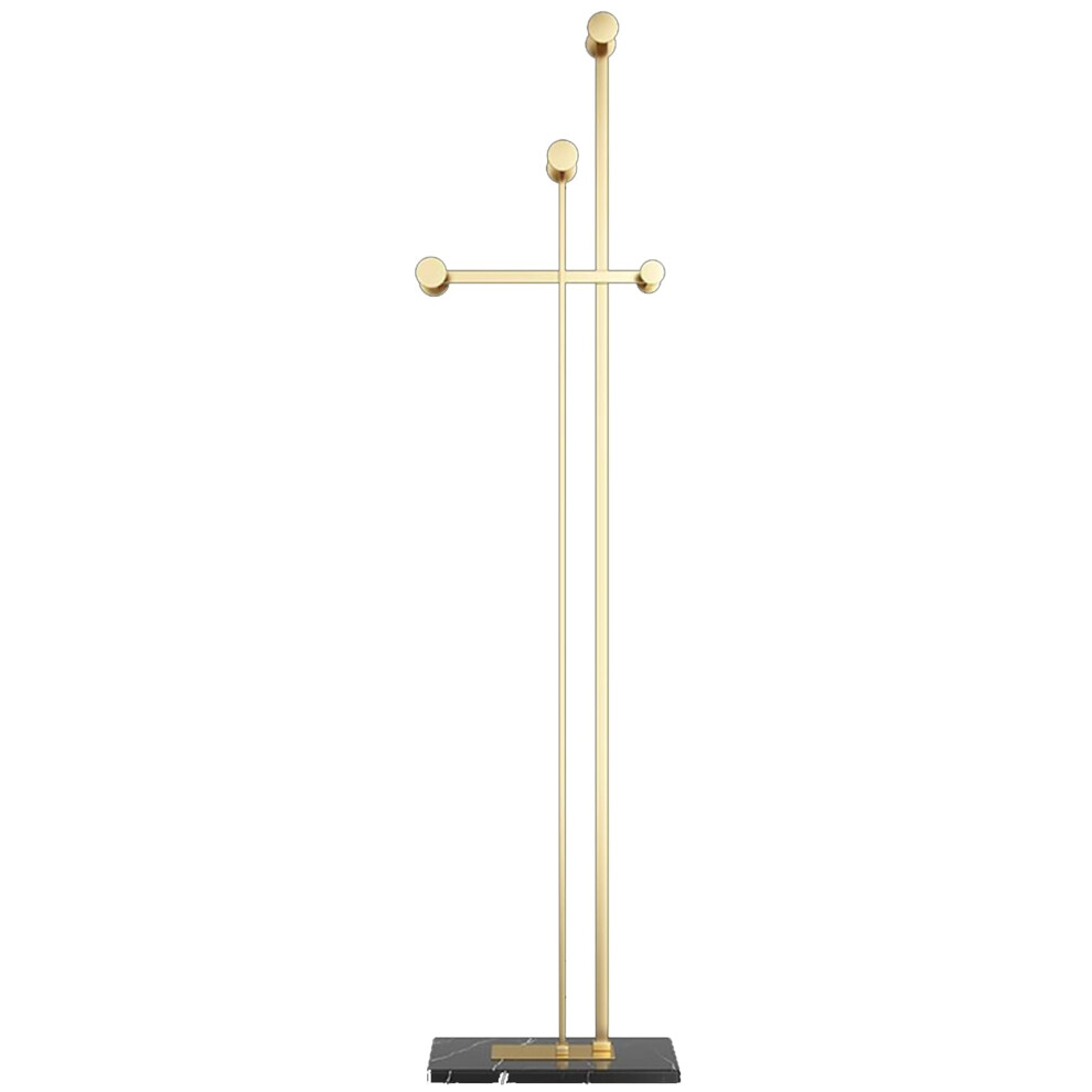 Coat Rack Freestanding Metal With Marble Base Modern Clothes Rack Gold, 8 Hooks, Clothes Rail, Bedroom Organizer-image-OPC-PJDRMCF-NEW