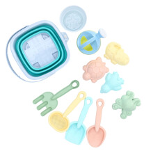 Blaues faltbares Strandspielzeug-Set: Eimer 20 x 20 x 15 cm
