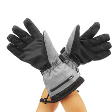 Heated Waterproof Gloves with Battery, Reflective Strip, 34cm Length, Gray