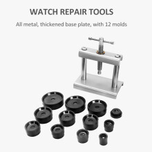 Kit d'outils de presse pour montres, 12 moules, 16-50mm, métal+ABS