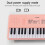 Teclado-piano de plástico rosa de 54 teclas, micrófono 8
