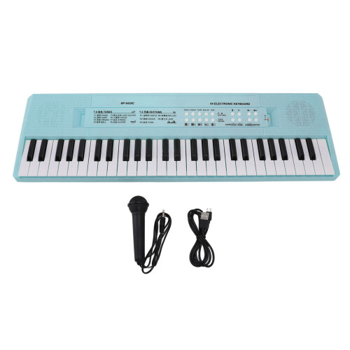 Teclado de plástico de 54 teclas azul con micrófono 1
