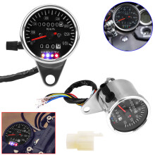Cafe Racer Custom-Motorrad mechanischer Tachometer mit LED-Anzeige, Kilometerzähler 140 km/h
