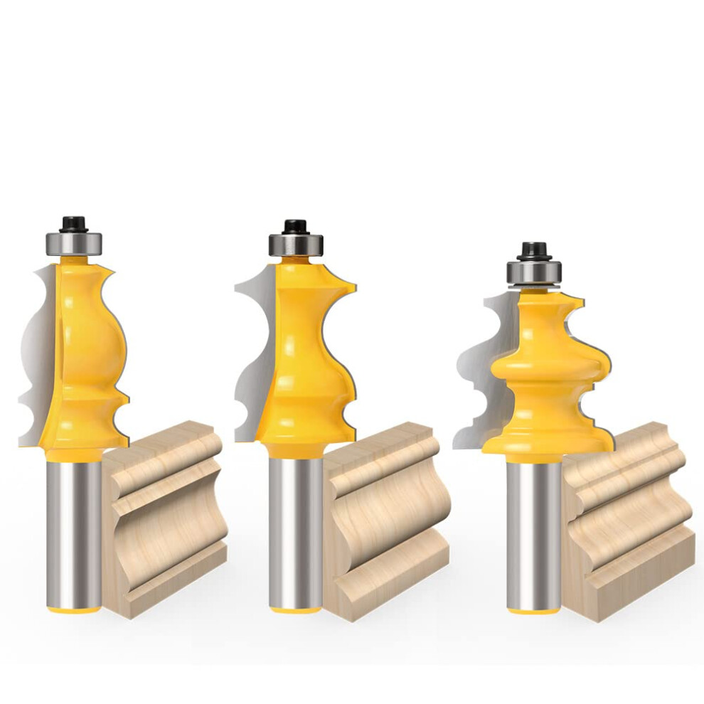 12 Mm Shank Shape Cutter Bit 3-Piece Mould Cutter Set For Woodworking, Architectural Moulding, Milling Router Bit 6493810520730