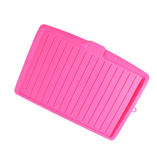 Escurridor de platos rectangular de plástico color rosa rojo 2
