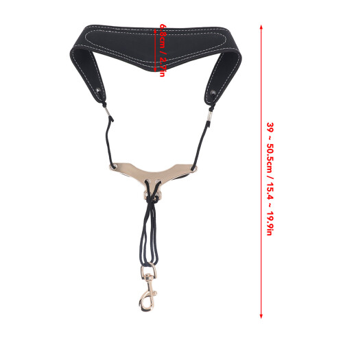 Saxophon-Nackengurt Y-Form Leder/Metall, Schwarz 1