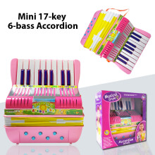 Mini 17-Key 6-Bass Accordion ABS Musical Instrument for Beginners, 20x10x22cm