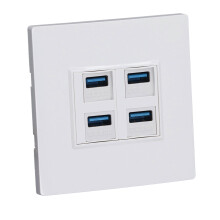 Piastra a muro USB 3.0 a 4 porte 86x86 mm, 5 Gbps, bianca