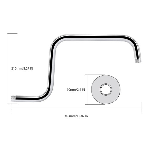 Bras de douche encastré dans le mur en acier inoxydable électroplaqué 1