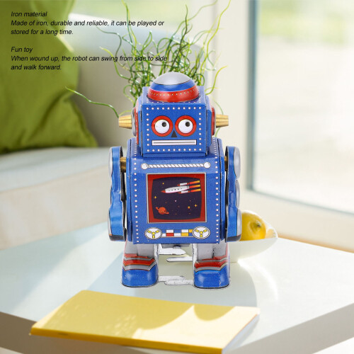 Aufzieh-Roboter - Größe: Klein, Eisen-Uhrwerk, Blau 2
