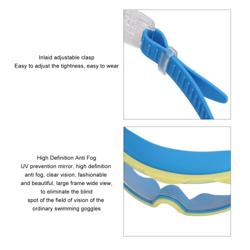 Schwimmbrille mit Ohrenstöpseln, klare Gläser, blau 2