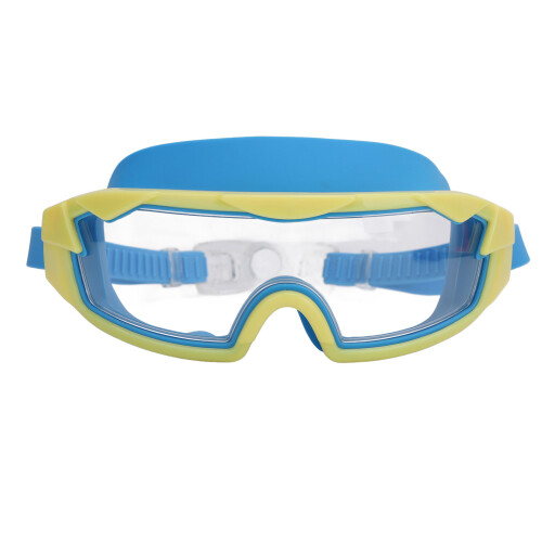 Schwimmbrille mit Ohrenstöpseln, klare Gläser, blau 1
