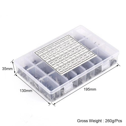 Box mit 840 Stück, 24-Werte-TO-92-Transistoren-Kit, Schwarz 1