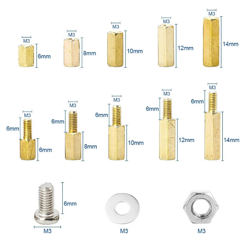 Kit de espaciadores hexagonales de latón M3 con tornillos, 910 piezas 1