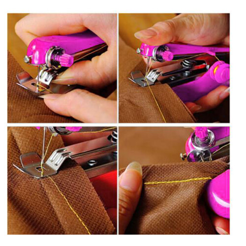 Portable Handheld Mini Sewing Machine for DIY Crafts Pink 2