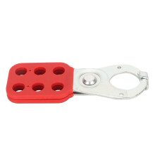 Steel Lockout Hasp with 6 Holes, Red & Silver, for Industrial Maintenance