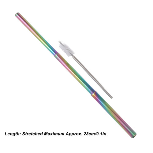 2 piezas de canudo plegable de acero inoxidable 304, 23 cm 1