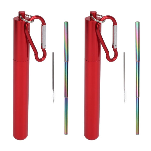 2 piezas de canudo plegable de acero inoxidable 304, 23 cm 2