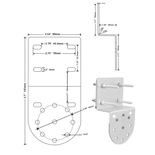Soporte de pared de acero inoxidable blanco para plato rectangular V2 1
