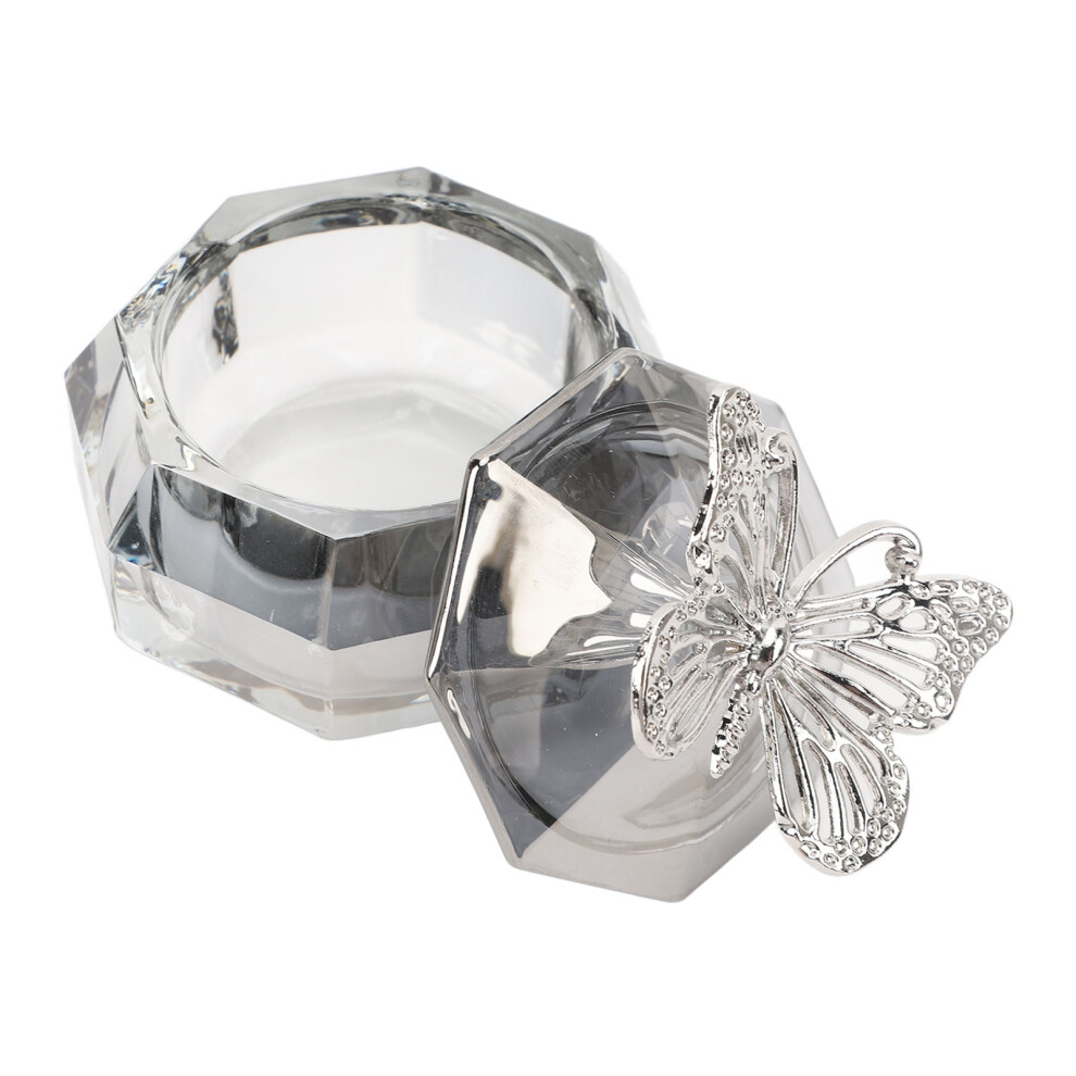 Large Capacity Transparent Glass Nail Art Dappen Dish with Alloy Lid