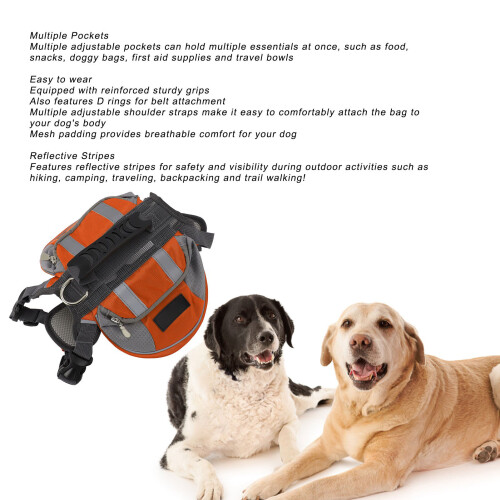 Hundesattel-Tasche Größe M orange große Kapazität 2