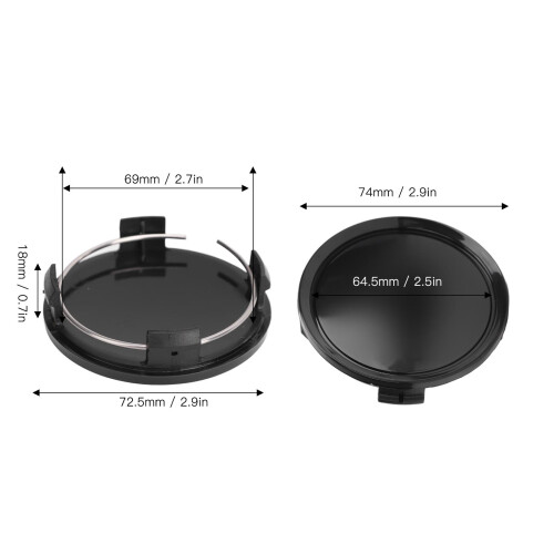 4 pezzi coprimozzo mozzo ruota 74mm 69mm ABS e metallo 1
